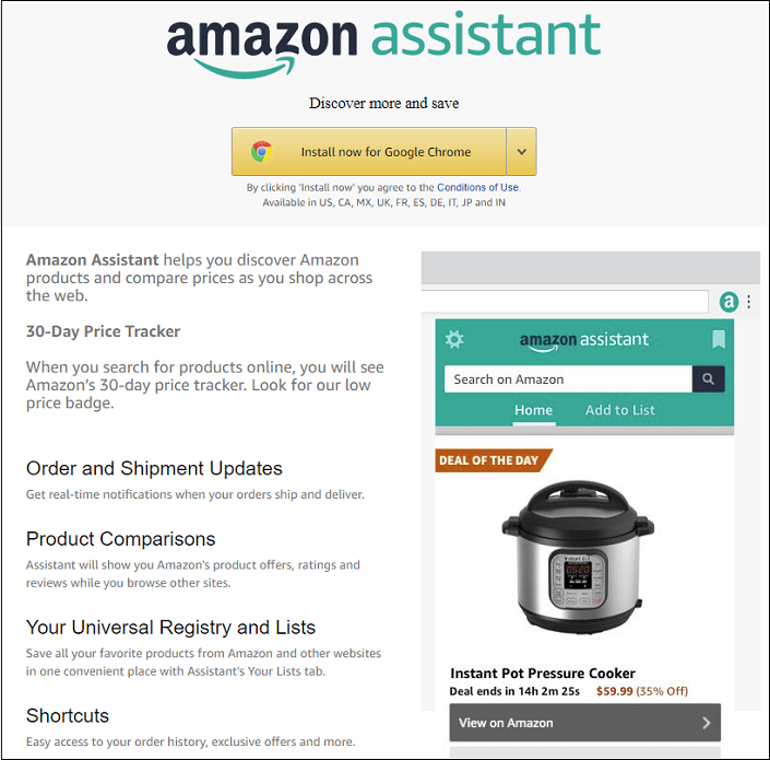 Amazon Assistant price tracker