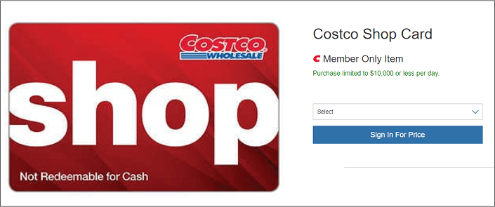 Costco Shop Card