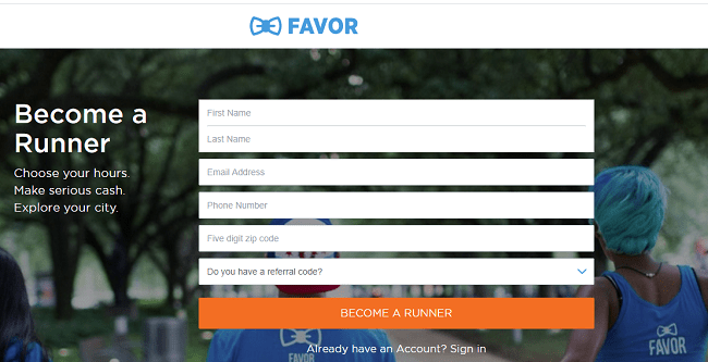 Become a runner with Favor