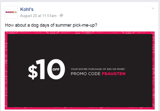 Kohl's Facebook page