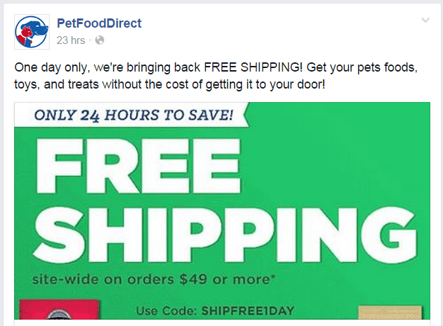 Pet Food Direct Facebook page