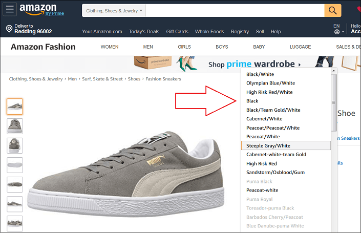 Puma Shoes on Amazon Desktop