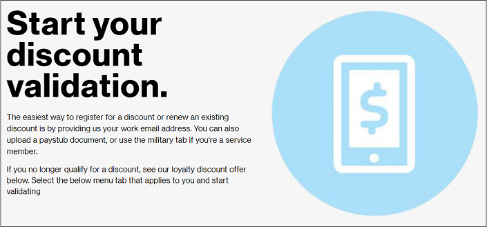 Verizon validate discount